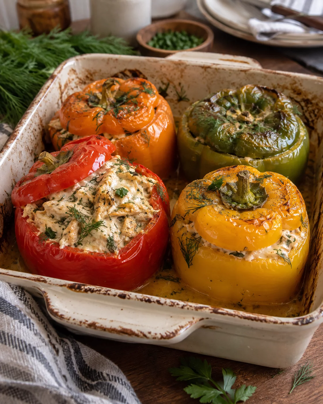 chicken and ranch stuffed peppers