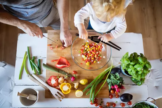 chopping vegetables