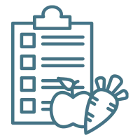 clipboard and fruits